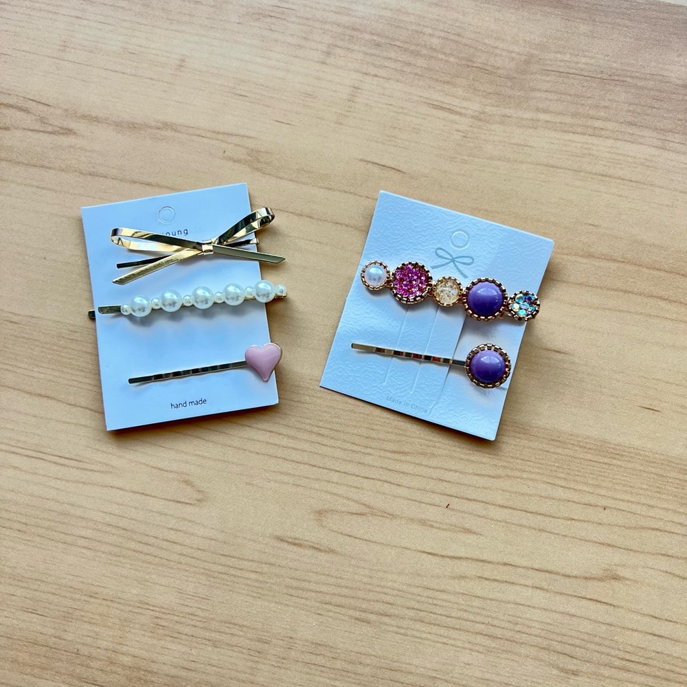 Gold and Purple Hair clips Set for Elegant Styling